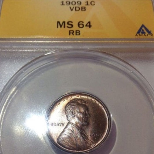 Amazing Mint State 64 High Grade 1909 VDB Wheat Penny!