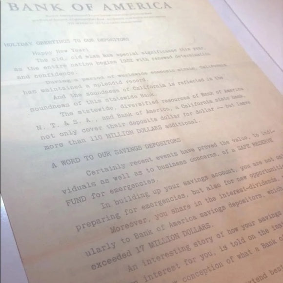 Very Rare Bank America 1931 Great Depression