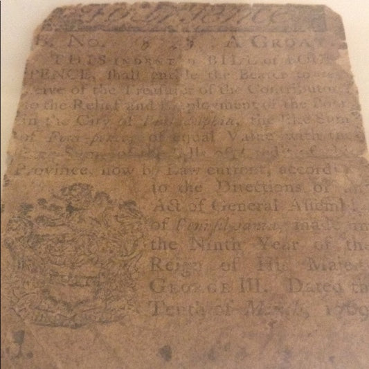 Rare 1769 Pennsylvania Continental Currency