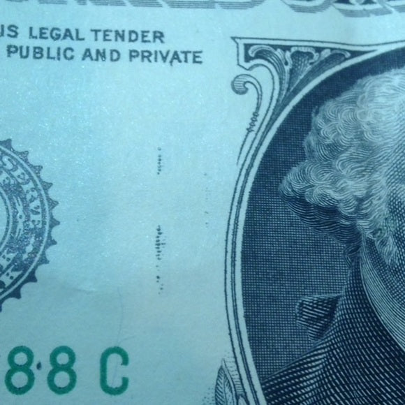 Scarce Error Wet Ink Transfer $1 Dollar Bill!