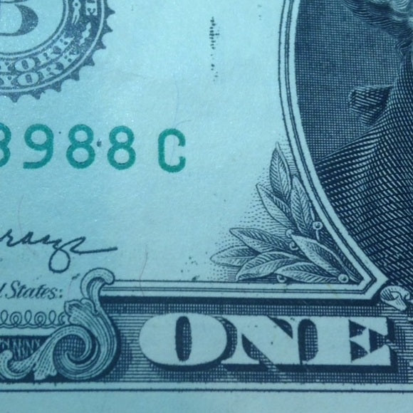 Scarce Error Wet Ink Transfer $1 Dollar Bill!