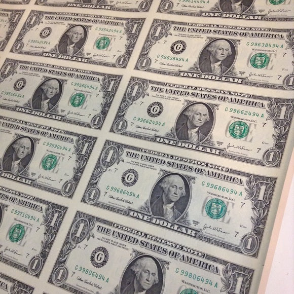 Rare HUGE 32 Uncut BEP Currency Sheet Error!