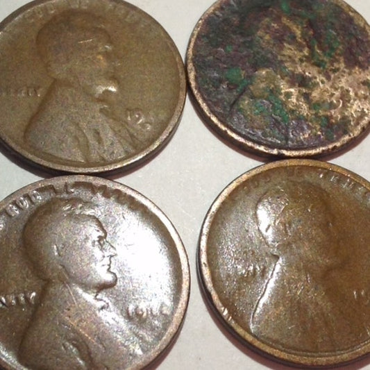 Four (4) RARE 1914 D or S Wheat Pennies Set