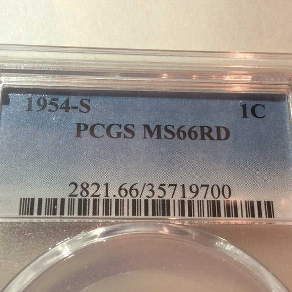 RARE PCGS MS66 1954S ERROR Wheat Penny- $500 Value