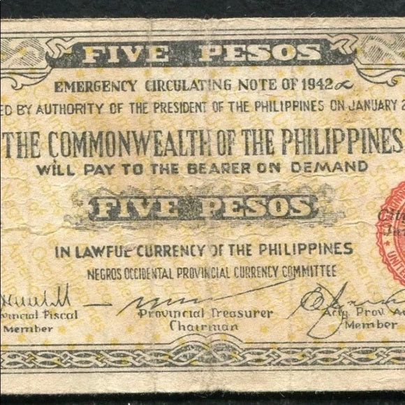 Rare 1942 Philippine “Emergency” Commonwealth Note