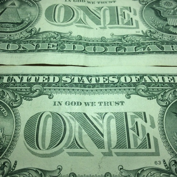 Two Error Notes Ink Bleedthrough $1 Dollar FRN’s!