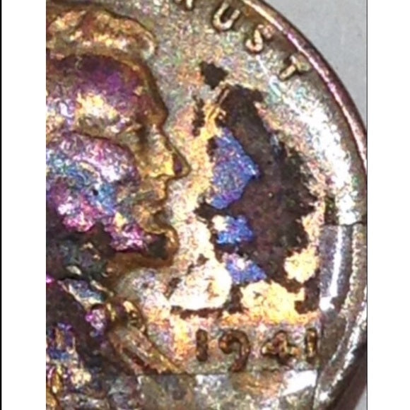 Bizarre Unusual Toned Bursting Colors Wheat Penny!