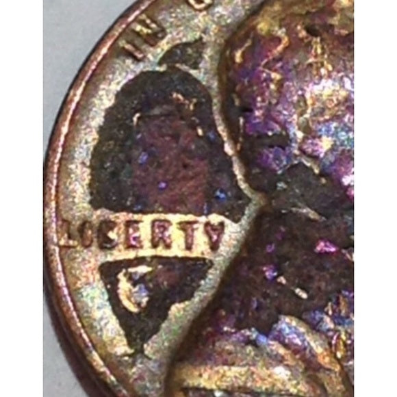 Bizarre Unusual Toned Bursting Colors Wheat Penny!