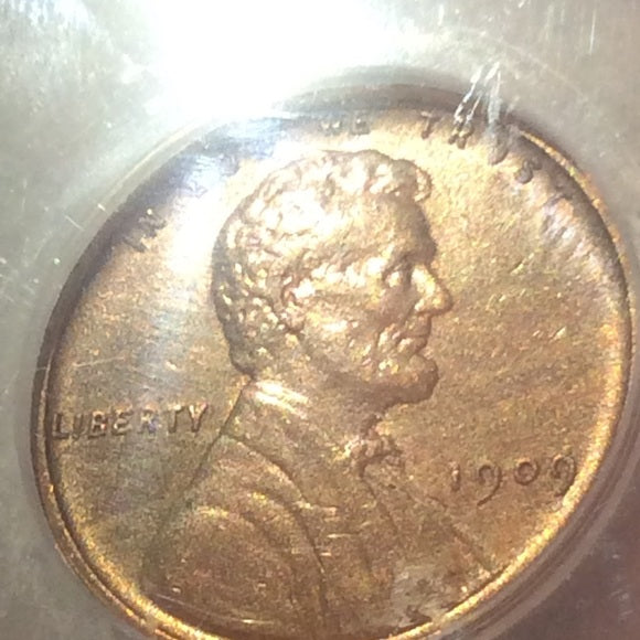 Red Uncirculated AU50 Det. 1909 VDB Wheat Penny!