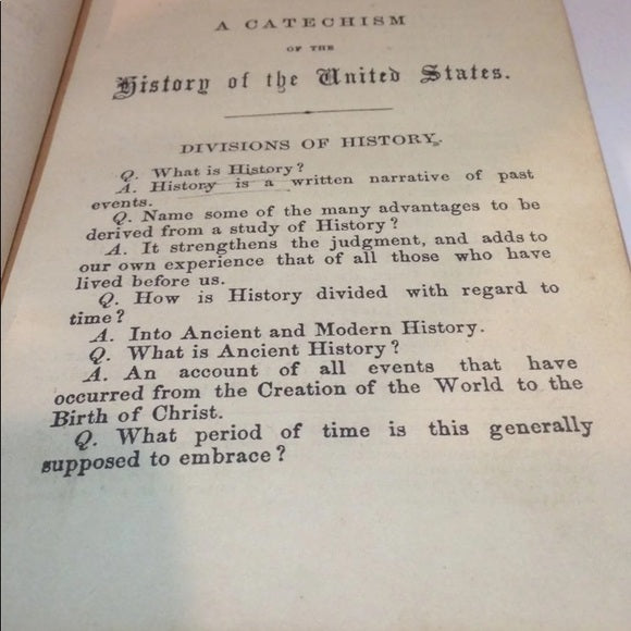 Rare Scary 1800s Catechism Of US History Book