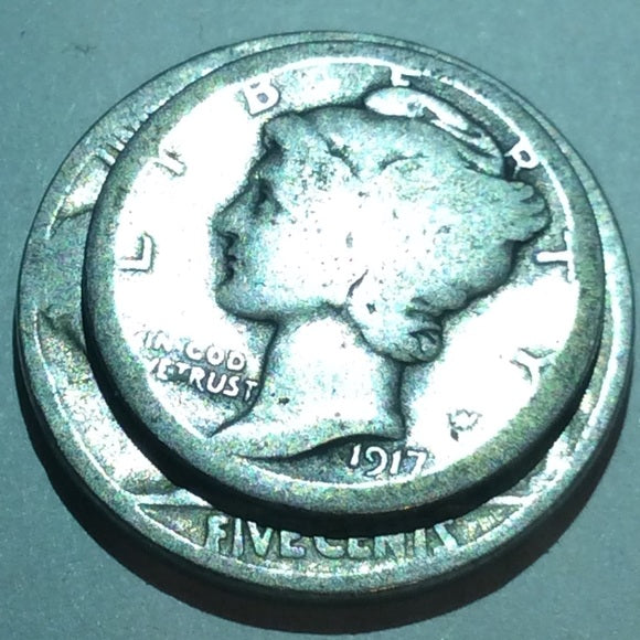 Dime On Nickel Rare Double Denomination Die Clash