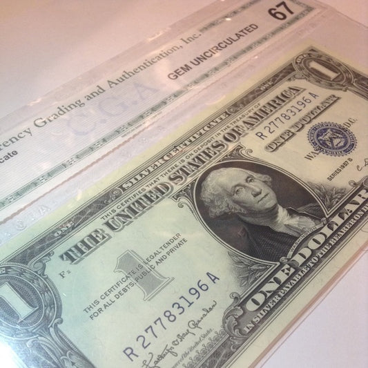 Incredible MS67 Silver Certificate- Unheard Of Grade- $800 Guidebook Value!