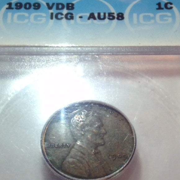 Rare Uncirculated AU58 1909 VDB Wheat Penny- ICG Graded- $400 GuideBook Value!