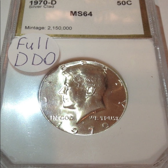 Valuable SILVER Double Die DDO Error 1970D Kennedy Half Dollar-Bold Complete DDO