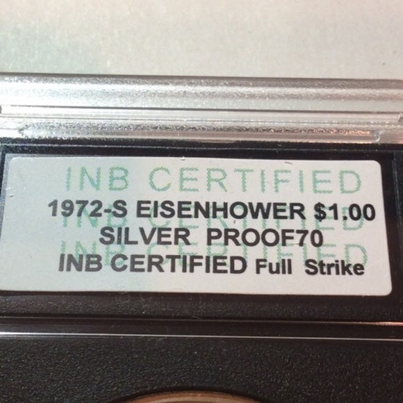 Rare Proof 70 SILVER 1972S Ike Dollar~Professionally Graded-$455 Greysheet Value