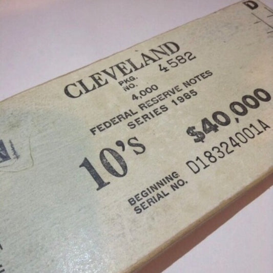 Rare Vintage Cleveland $40,000 Ten Dollar Bills Federal Reserve Notes Wood Block