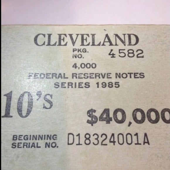 Rare Vintage Cleveland $40,000 Ten Dollar Bills Federal Reserve Notes Wood Block