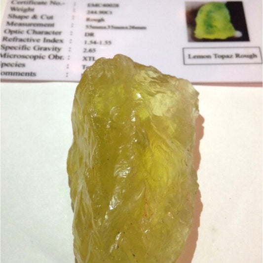 Huge 244 Carats Beautiful Natural Topaz Rough Gemstone- Yellow Glow- $900 Value