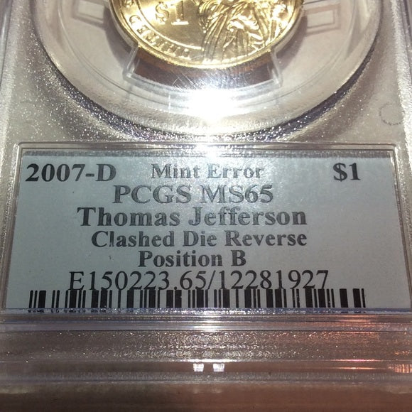 Scarce Clashed Dies Mint ERROR PCGS MS65 Presidential Dollar Coin- $600 Value!