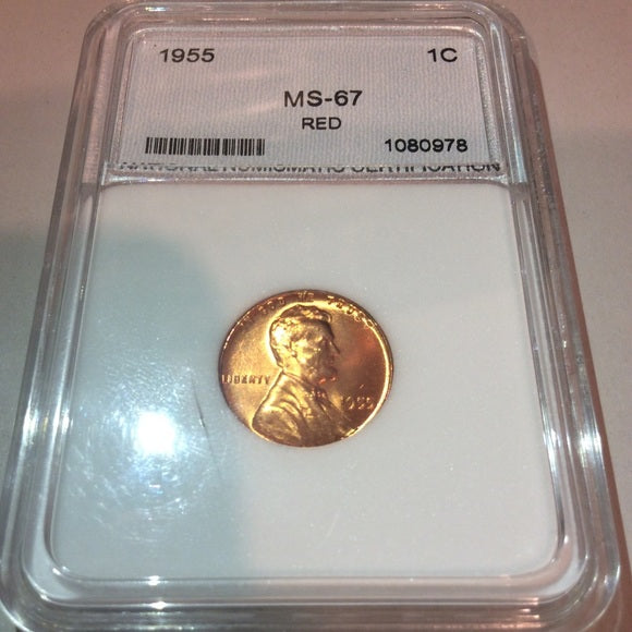 AMAZING MS67 1955 Wheat Penny- Very Tough Grade- NNC Graded- $600 Book Value!