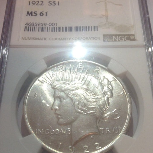 Rare NGC Mint State-61 1922 Peace Silver Dollar!