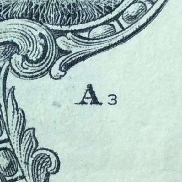 Scarce Wet ink Smear Error on Both “A” Position Letters- $2 Jefferson FRN Bill!