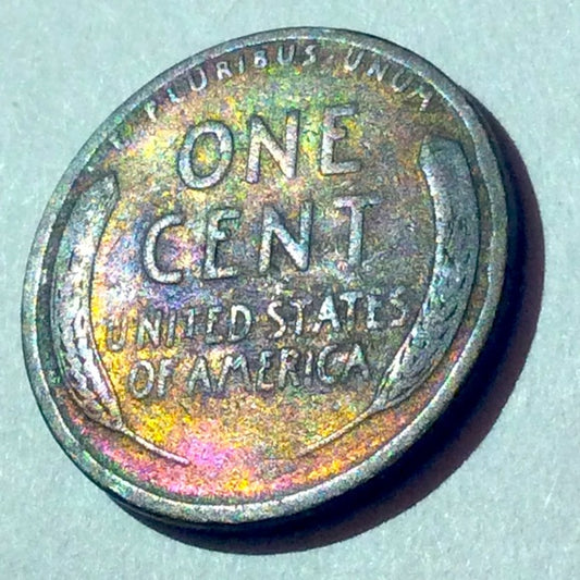 Stunning 1913 Rainbow Toned Wheat Penny- Vibrant Multicolored Toning Throughout!