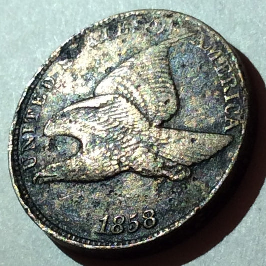 Incredible Full Feathers 1858 High Grade About Uncirculated Flying Eagle Penny!