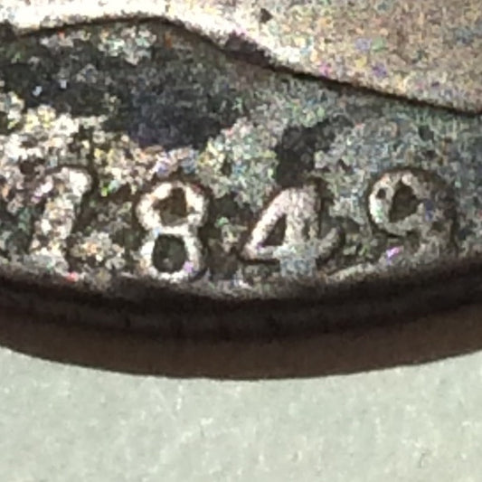 Scarce Overdate Error 4 On Top of a 1- Spain 8 Maravedis 1849 4/1 Coin!