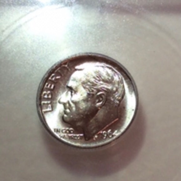 Rotated Die Reverse Error Mint State 62 ICG Graded 1964 Silver Roosevelt Dime!