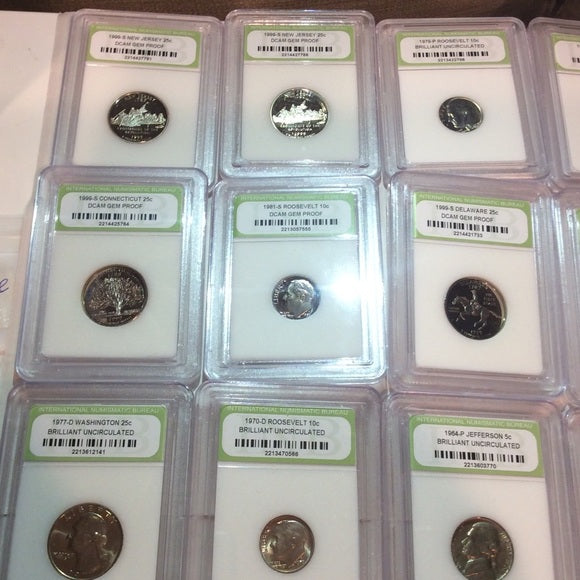 Huge Collection 30 INB Professionally Graded &amp; Slabbed Old 1963 to 1999 US Coins