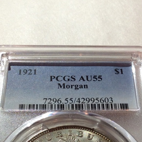 PCGS 1921 About Uncirculated 55 High Grade Silver Morgan Dollar Graded/Certified