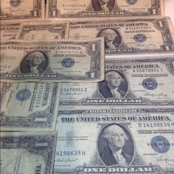 Two 2 Old 1935 &amp; 1957 Silver Certificate $1 Dollar Bills-One Of Each Year Issued