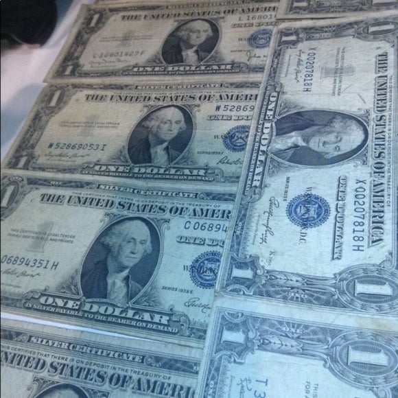 Two 2 Old 1935 &amp; 1957 Silver Certificate $1 Dollar Bills-One Of Each Year Issued