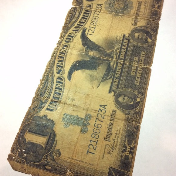 Early 1899 $1 Black Eagle Silver Certificate- Signatures Cole Joana 1918 Germany