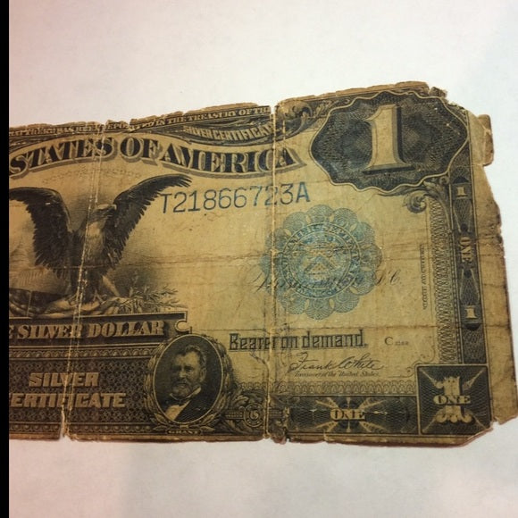 Early 1899 $1 Black Eagle Silver Certificate- Signatures Cole Joana 1918 Germany