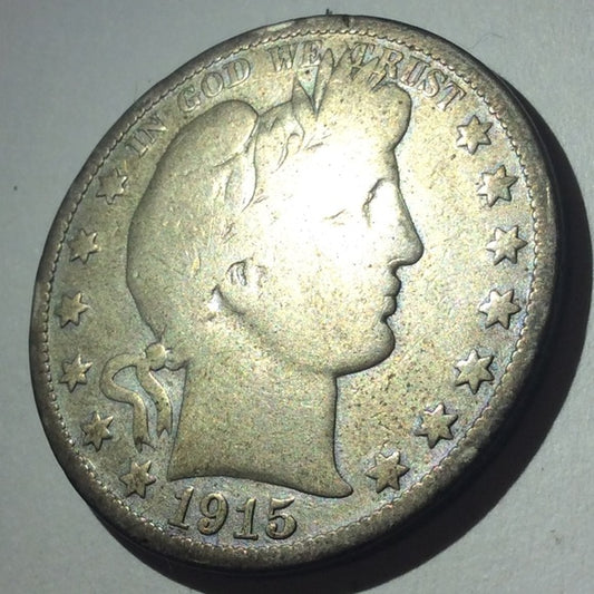 LOW Mintage Only 138 Thousand Minted- Key Date 1915 Silver Barber Half Dollar!