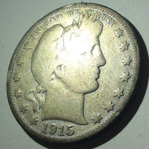 LOW Mintage Only 138 Thousand Minted- Key Date 1915 Silver Barber Half Dollar!